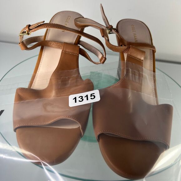 Cole Haan Maddie Wedge Sandals Brown Leather Ankle Strap W14236 open toe - Picture 9 of 9